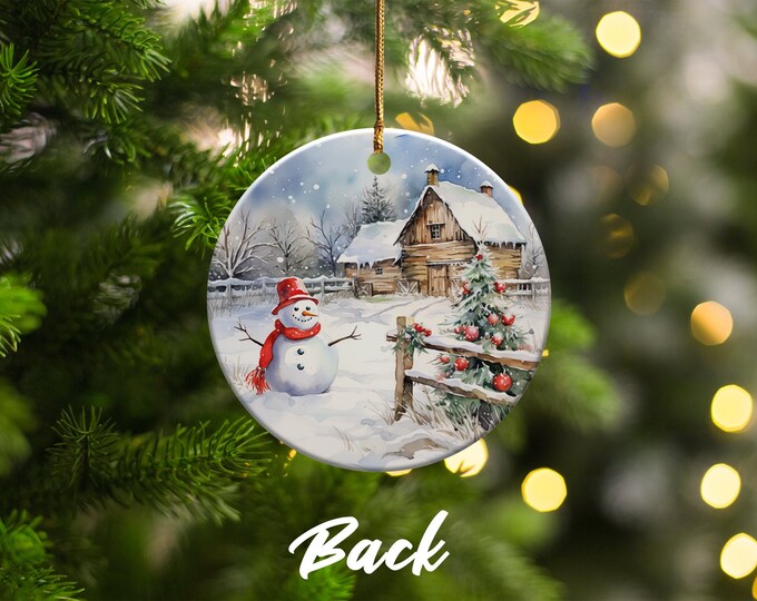 Christmas 2024 Ornament, Christmas Decoration, Holiday Gift Idea, Heirloom Keepsake, Round Ceramic, Gift Exchange, Gift Idea, Xmas Tree