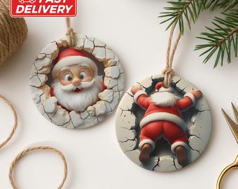 Funny Santa Ornament, Dual-Sided Santa Claus Ornament, Christmas Decoration, Holiday Ornament, Unique Santa Gift, Humorous Ornament