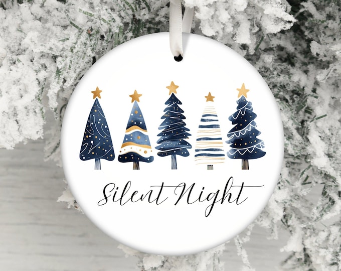 Christmas Tree Ornaments Set of 5 Handcrafted Silent Night Holiday Decorations Christmas Decor
