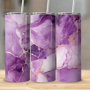 Purple Marble Tumbler Wrap, Digital Download Marble Design, Abstract Tumbler Wrap, Purple and Gold Tumbler Wrap, Instant Download