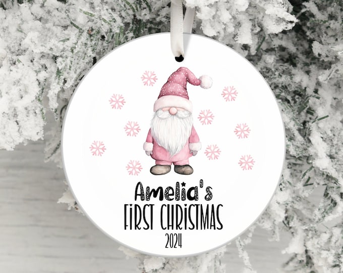 baby first christmas ornament pink santa claus snowflakes ornament unique holiday decor personalized christmas keepsake
