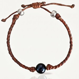 Black Pearl Bracelet | Premium Leather Chain with Adjustable Design | Waterproof & Durable Jewelry by Royale Merchant