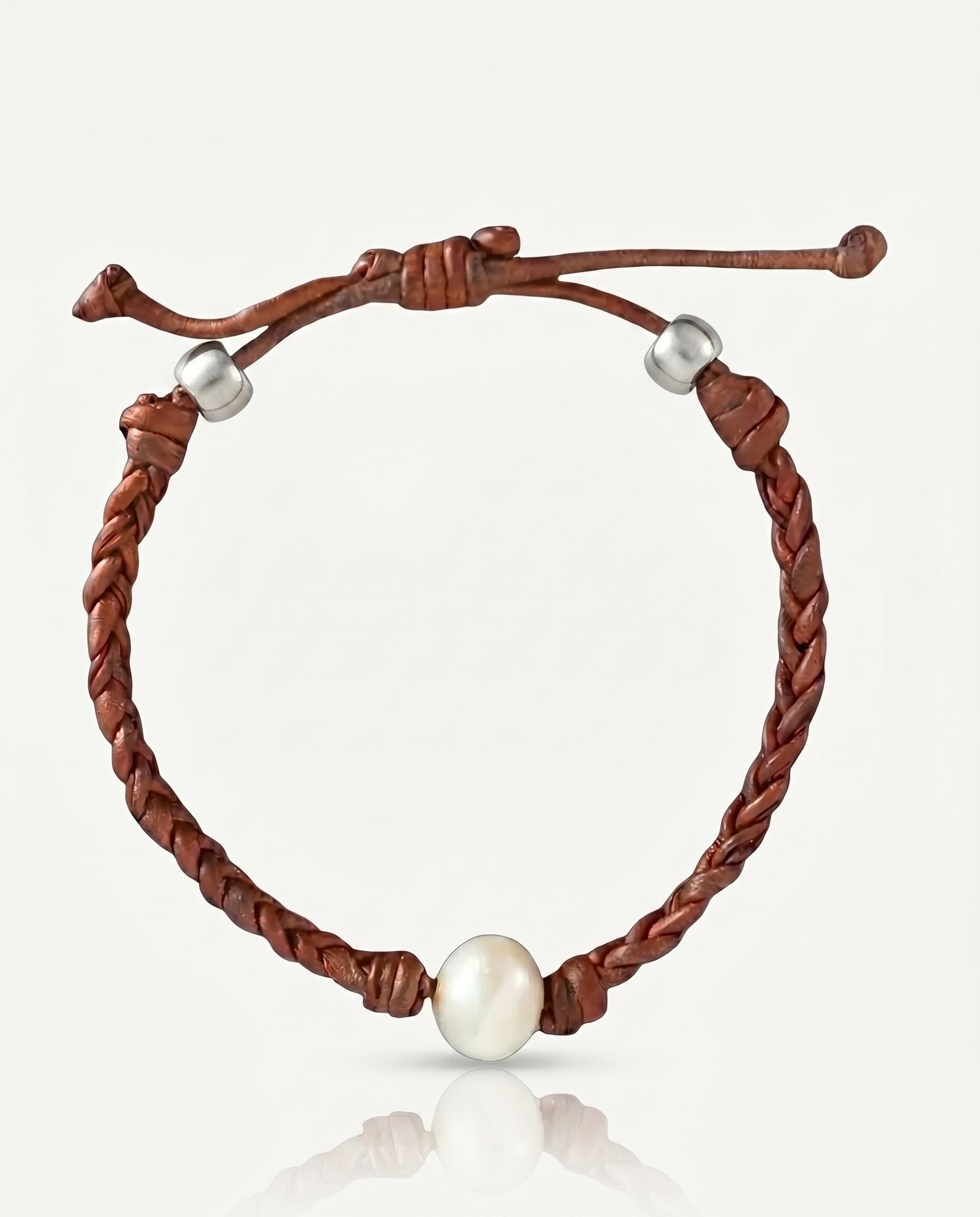 Leather Pearl Bracelet - Etsy