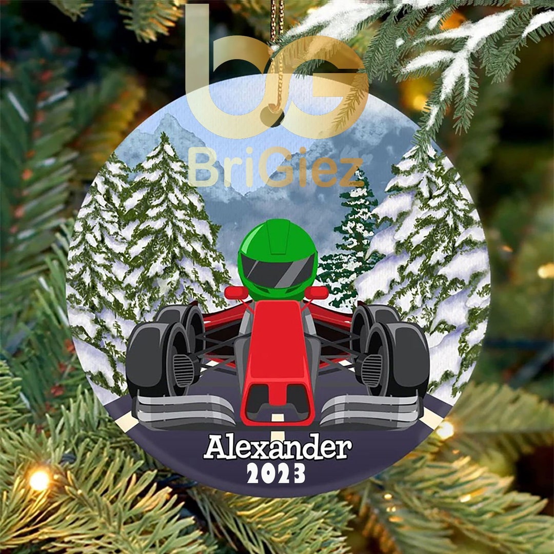 Personalized Race Car Shaped Ornament, Racing Lover Gift