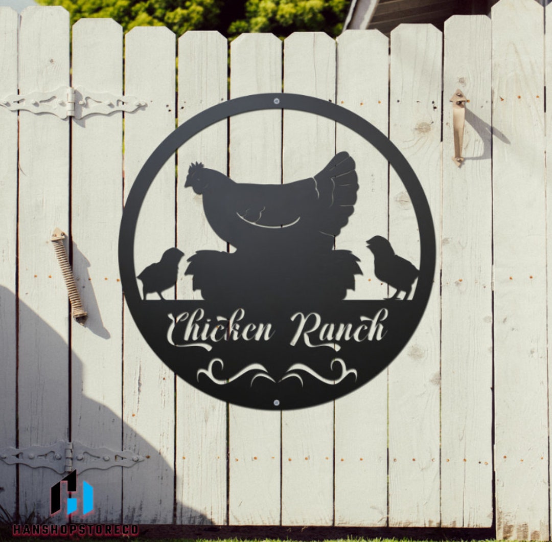 Custom Chicken Farm Monogram Metal Sign Wall Art, Personalized Chicken