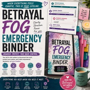 Betrayal Trauma Workbook, Infidelity Recovery Printable Emergency Binder, Affair Discovery Organizer