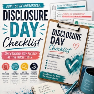 Disclosure Day Checklist for Infidelity | Betrayal Trauma Recovery Workbook | Printable & Fillable PDF | Disclosure Preparation
