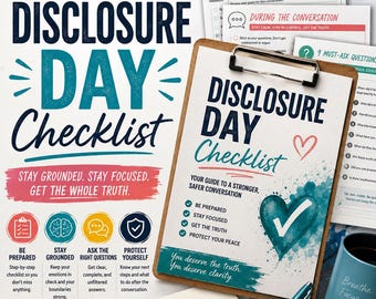 Disclosure Day Checklist for Infidelity | Betrayal Trauma Recovery Workbook | Printable & Fillable PDF | Disclosure Preparation