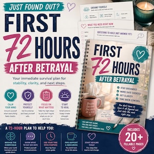 First 72 Hours After Betrayal Survival Guide | Infidelity Recovery Workbook | Printable Fillable PDF