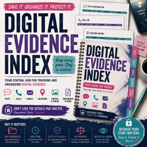 Digital Evidence Index Spreadsheet for Betrayal Trauma | Infidelity Evidence Organizer | Excel Template