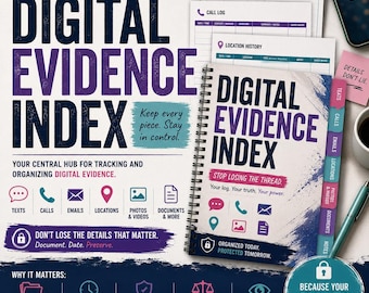 Digital Evidence Index Spreadsheet for Betrayal Trauma | Infidelity Evidence Organizer | Excel Template