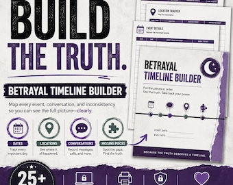 Betrayal Timeline Builder, Printable and Fillable Infidelity Recovery Workbook PDF