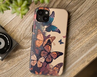 Funda de mariposa para teléfono, resistente y protectora, elegante, inspirada en la naturaleza, ideal para amantes de las mariposas, con un toque acogedor.