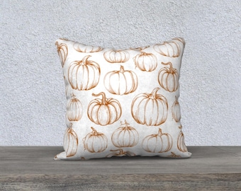 Funda de almohada de calabaza con decoración otoñal de 18" x 18" / Decoración de calabaza