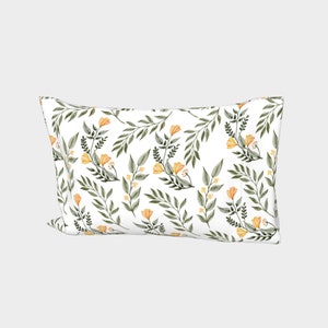 Yellow Floral Pillowcase, Vintage Floral, King and Standard Size Pillowcase, Yellow Wildflower