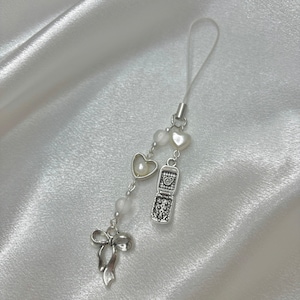 Bow & Pearl Phone Charm | Aesthetic | Handmade | Beaded Charm