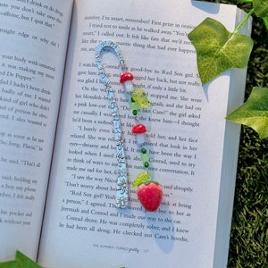 Strawberry and Mushroom Bookmark | Handmade | Beaded Bookmark Charm | Cottagecore | Aesthetic