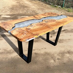 Custom Epoxy Table, white river table, resin table,  Artistic Wood Slab Epoxy Table | live edge dining table, Walnut Wood Slab, edge desk