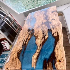 Custom Epoxy Table, blue river table, resin table,  Artistic Wood Slab Epoxy Table | Live Edge Magic The Gathering Theme | Coffee Table