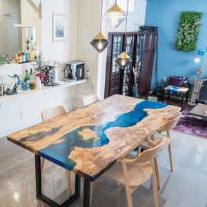 Custom Epoxy Table, blue river table, resin table,  Artistic Wood Slab Epoxy Table | Live Edge Magic The Gathering Theme | Coffee Table