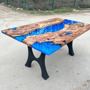 Custom Epoxy Table, blue river table, resin table,  Artistic Wood Slab Epoxy Table | Live Edge Magic The Gathering Theme | Coffee Table