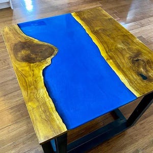 Handcrafted Epoxy Resin Table | Custom Epoxy Coffee Table, Dining Table, River Ocean Epoxy Tables | Walnut & Clear Epoxy Furniture