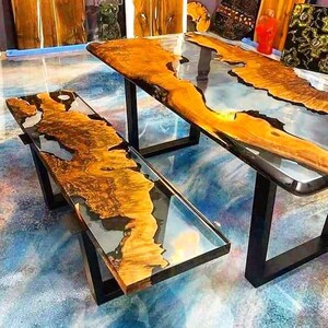 Custom Epoxy Table, blue river table, resin table,  Artistic Wood Slab Epoxy Table | Live Edge Magic The Gathering Theme | Coffee Table