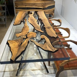 Custom Epoxy Table, clear river table, resin table,  Artistic Wood Slab Epoxy Table | Live Edge Magic The Gathering Theme | Coffee Table