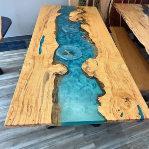 Custom Epoxy Table, clear river table, resin table,  Artistic Wood Slab Epoxy Table | Live Edge Magic The Gathering Theme | Coffee Table