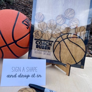 Custom Basketball Coach Gift Drop Box Plaque, 3D Laser Cut Basketball Coach Appreciation Gift Unique Coach Gift, B-Ball Coach Team Signature