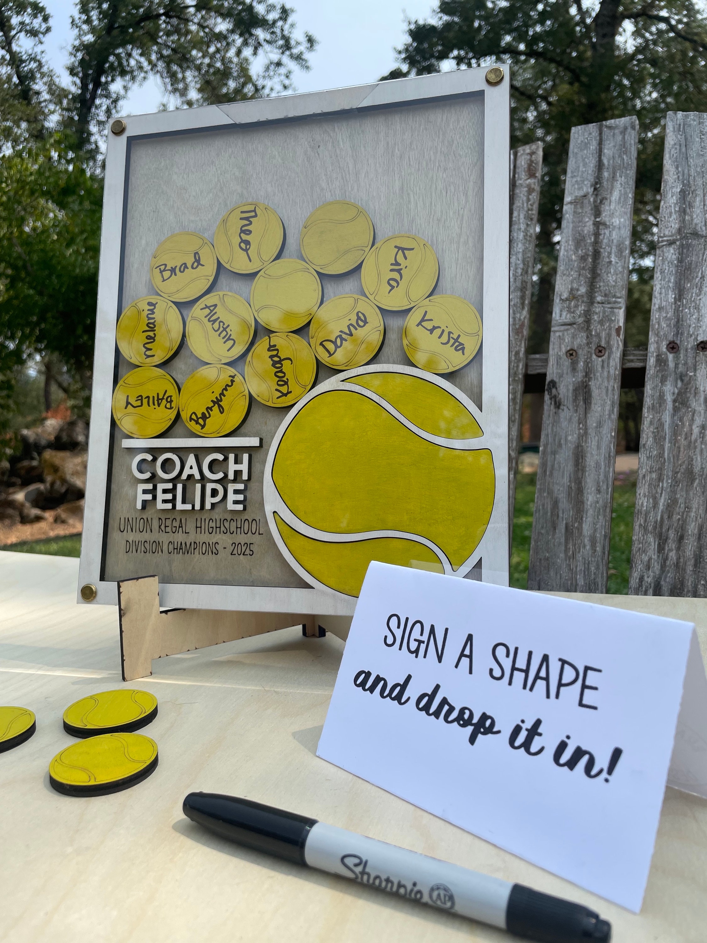 Custom Tennis Coach Gift 3D Signature Frame Drop Box Plaque, Tennis Team Thank You Gift, Tennis Award, Tennis End of Season Party Keepsake