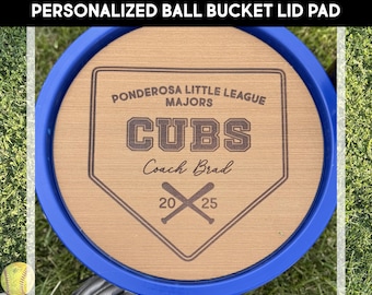 Personalized Ball Bucket Lid Pad for Baseball & Softball Coach Appreciation Gift, Personalized Baseball Coach Yeti Bucket Lid Pad