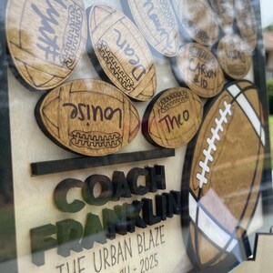 Custom 3D Football Coach Signature Frame Drop Box, Football Coach ...