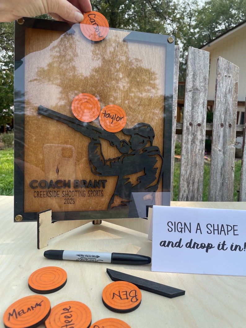 Custom Shooting Sports Coach Appreciation 3D Signature Frame Drop Box, Clay Target Trap Shoot Thank You Gift Ideas image 3