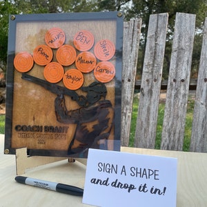 Custom Shooting Sports Coach Appreciation 3D Signature Frame Drop Box, Clay Target Trap Shoot Thank You Gift Ideas