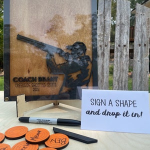 Custom Shooting Sports Coach Appreciation 3D Signature Frame Drop Box, Clay Target Trap Shoot Thank You Gift Ideas image 2
