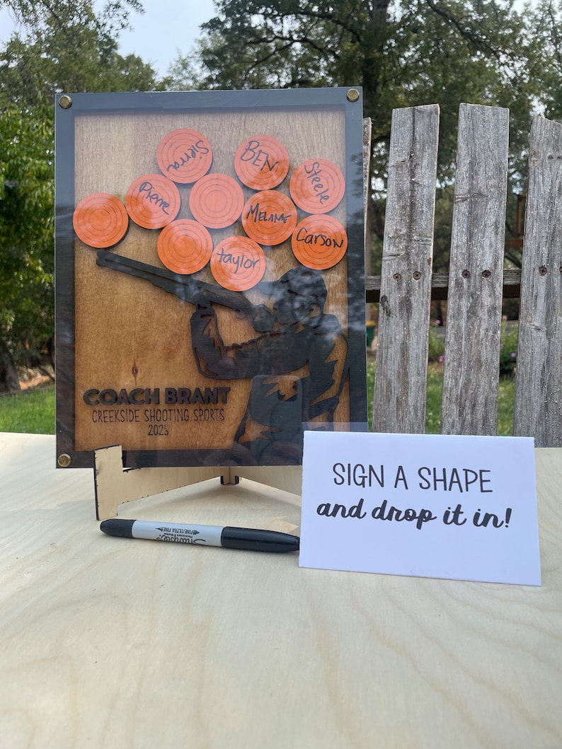 Custom Shooting Sports Coach Appreciation 3D Signature Frame Drop Box, Clay Target Trap Shoot Thank You Gift Ideas image 8