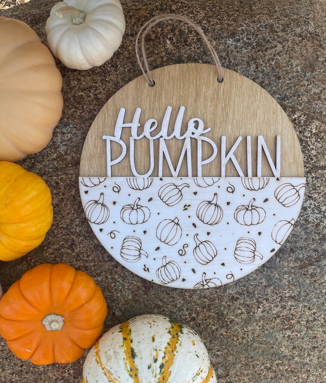 Hello Pumpkin Fall Door Hanger Sign Fall Decor Wooden - Etsy