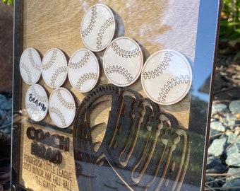 Custom Baseball Coach Gift Drop Box, Laser Cut Coach Appreciation, Little League Coach Gift Ideas, Team Signature Gift, Home Run Tracker