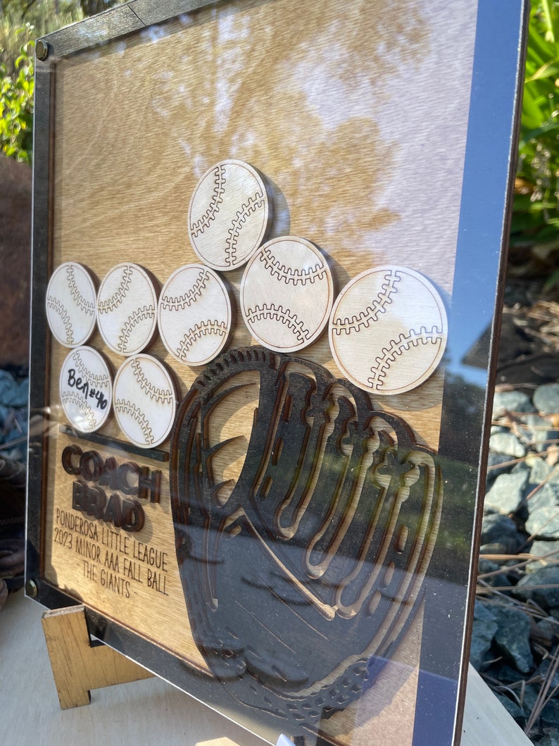 Custom Baseball Coach Gift Drop Box, Laser Cut Coach Appreciation Gift