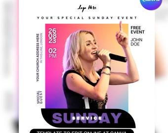 Church Flyer Template For Canva & Photoshop. DIY Church Conference Flyer, Church Service Flyer, Poster, Social Media, Instagram, Facebook