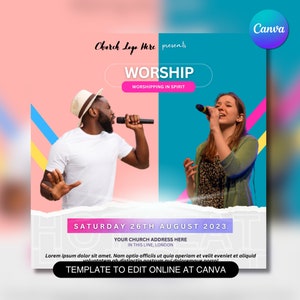 Church Flyer Template For Canva & Photoshop. DIY Church Conference Flyer, Church Service Flyer, Poster, Social Media, Instagram, Facebook