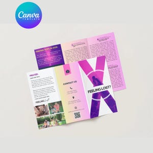 Folheto de Evangelismo Tríptico da Igreja DIY, Folheto de Salvação para Imprimir, Folheto Personalizável, Canva Edit Download instantâneo para Imprimir