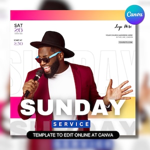 Church Flyer Template For Canva & Photoshop. DIY Church Conference Flyer, Church Service Flyer, Poster, Social Media, Instagram, Facebook