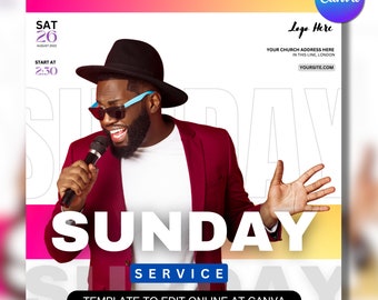 Church Flyer Template For Canva & Photoshop. DIY Church Conference Flyer, Church Service Flyer, Poster, Social Media, Instagram, Facebook