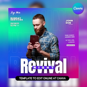 Church Flyer Template For Canva & Photoshop. DIY Church Conference Flyer, Church Service Flyer, Poster, Social Media, Instagram, Facebook