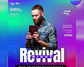 Church Flyer Template For Canva & Photoshop. DIY Church Conference Flyer, Church Service Flyer, Poster, Social Media, Instagram, Facebook