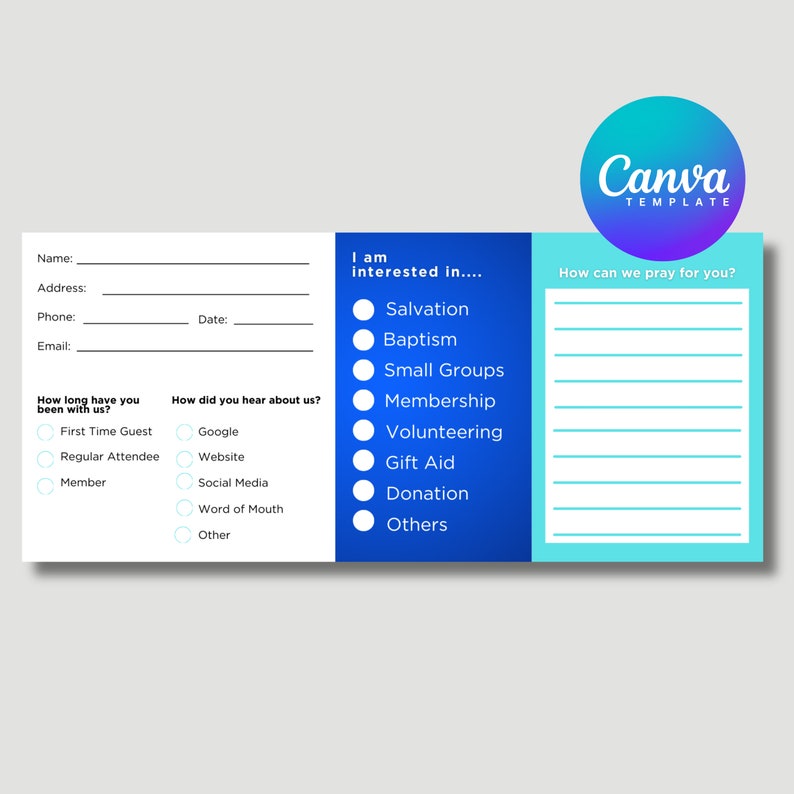 DIY Church Connect Card Template Etsy DIY Church Connect Card Template Etsy
