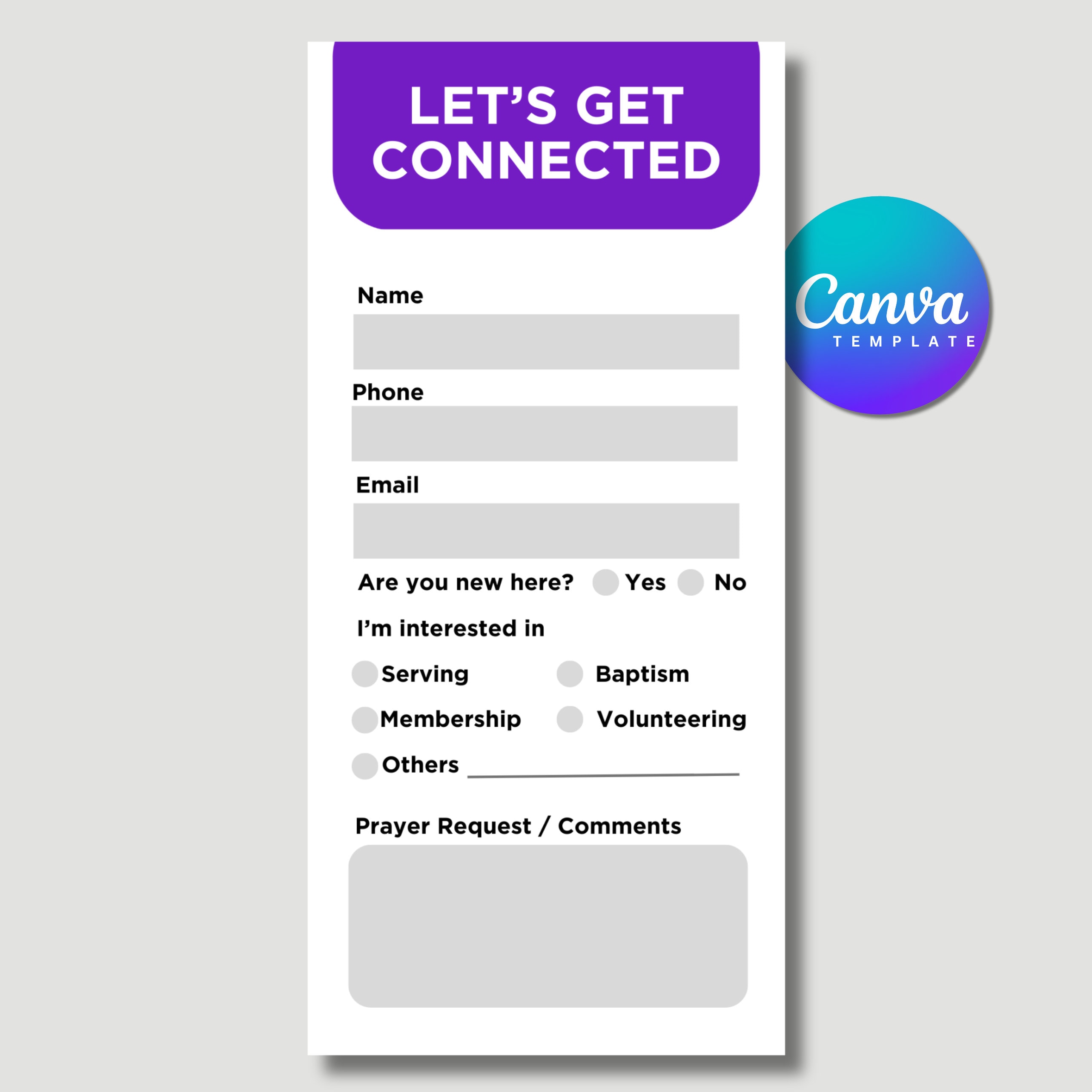 DIY Church Connect Card Template Etsy