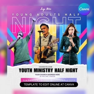 Church Flyer Template For Canva & Photoshop. DIY Church Conference Flyer, Church Service Flyer, Poster, Social Media, Instagram, Facebook